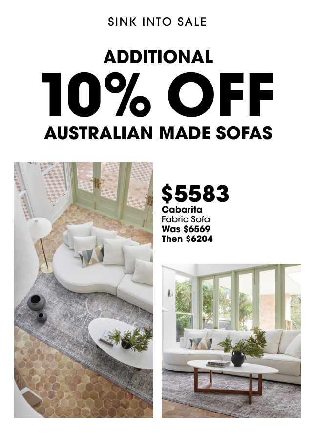 Additional 10% off Australian Made Sofas